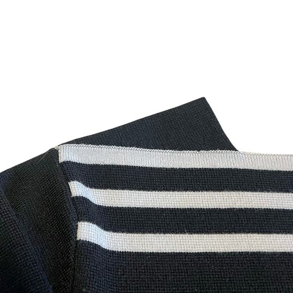 Bitte Kai Rand Boatneck Wool Blend 3/4 Sleeve Sweater Black Tan Stripe Sz Small - Picture 6 of 12